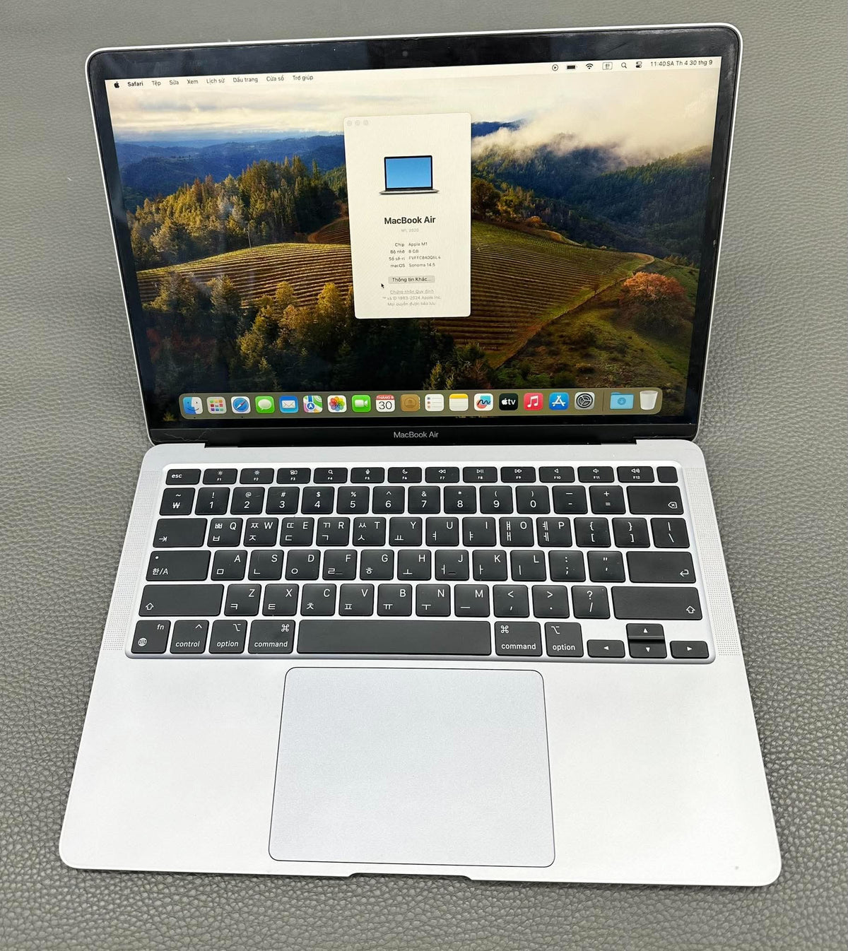 MacBook Air M1 bản 8gb/256gb Màu Xám - Pin 85% - DQ6L4  A-
