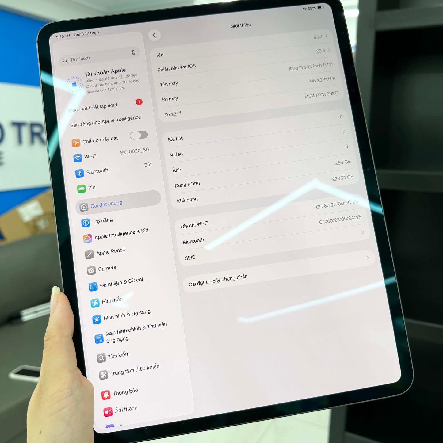 IPad Pro M4 bản 256GB Màu xám 13inch - Pin 93% - WP9KQ - A-