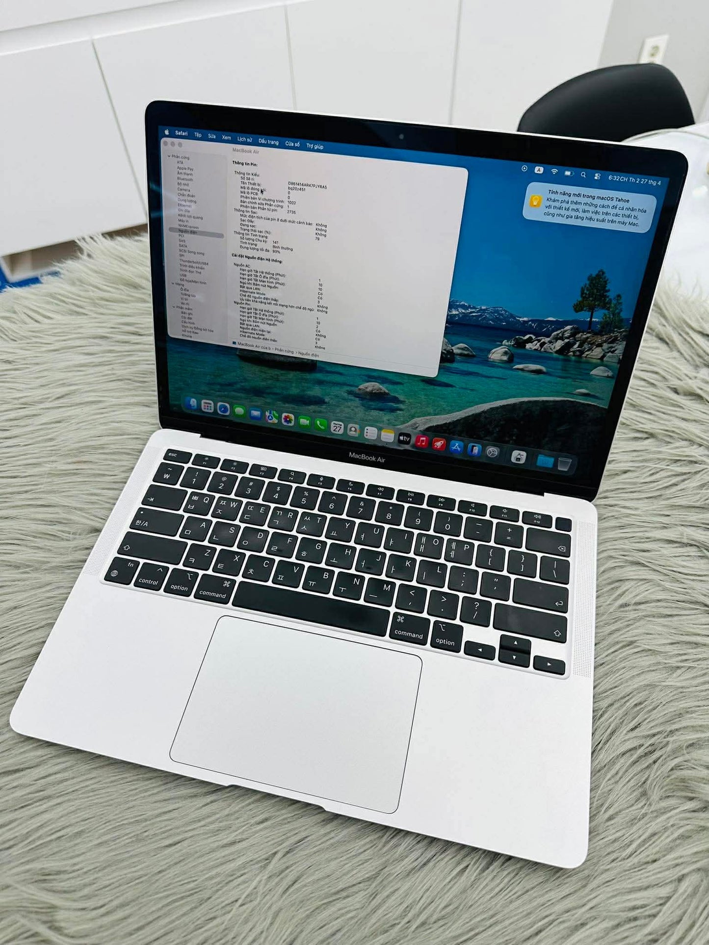 MacBook Air M1 bản 8gb/256gb Màu Bạc - Pin 93% - H2Q6L7 A-