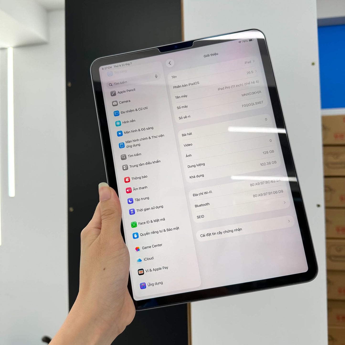 IPAD PRO M2 128 Màu Xám - Pin 100% sạc 21 lần - L9X6T Busan