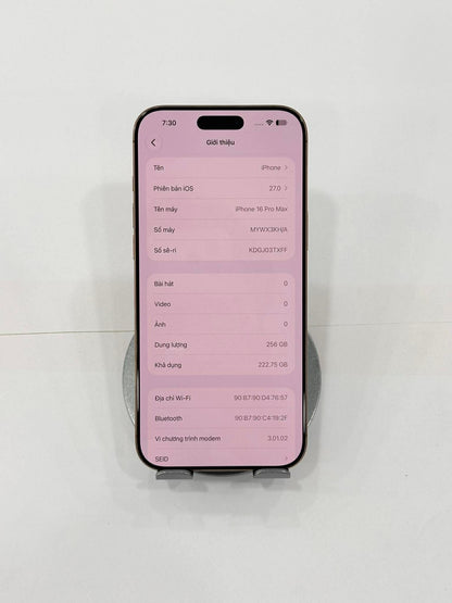 IPhone 16 ProMax 256GB Màu vàng - Pin 91% - 22201  A- Teku