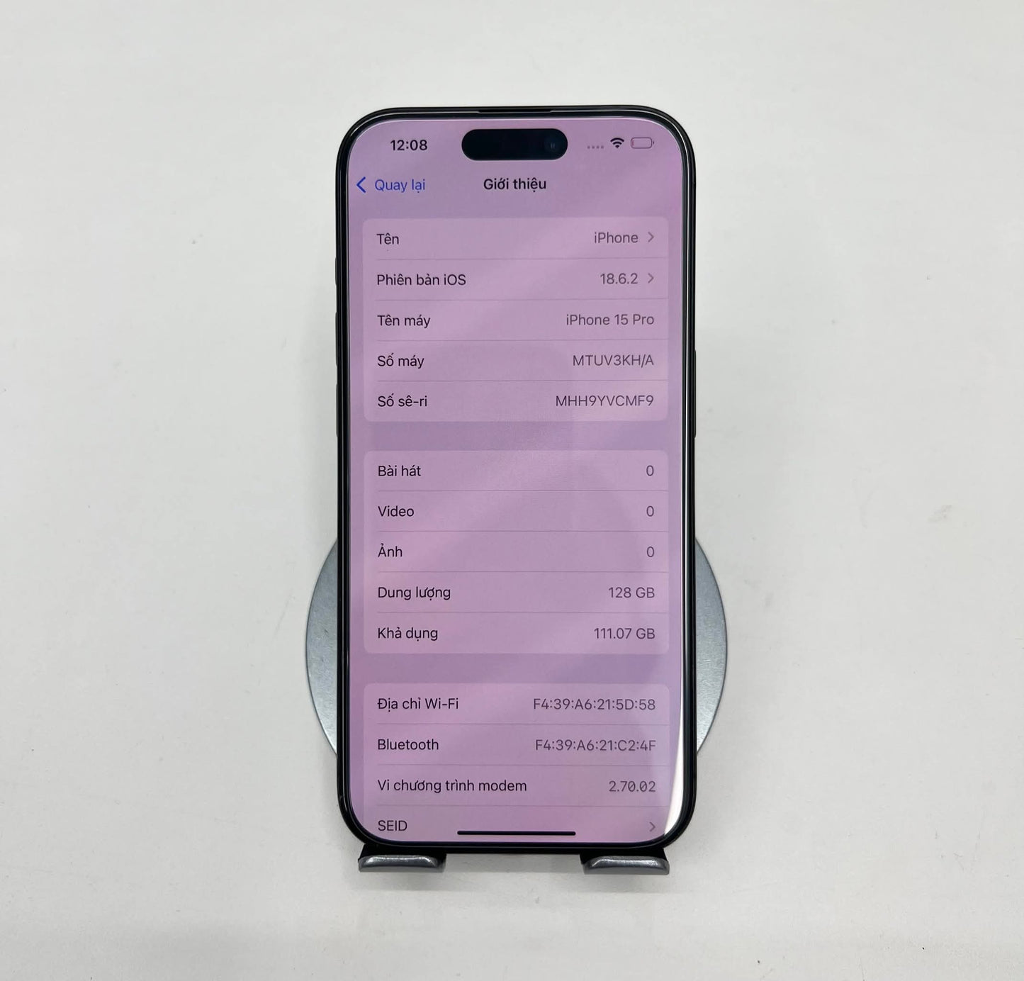 IPhone 15 Pro 128gb Màu đen - Pin 86% - 61074 A-