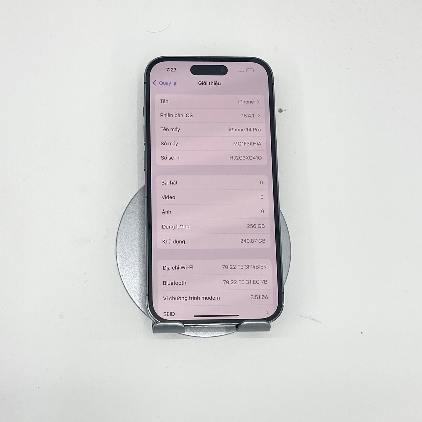 IPhone 14 Pro 256gb Màu Tím - Thay pin mới 100% - 00477