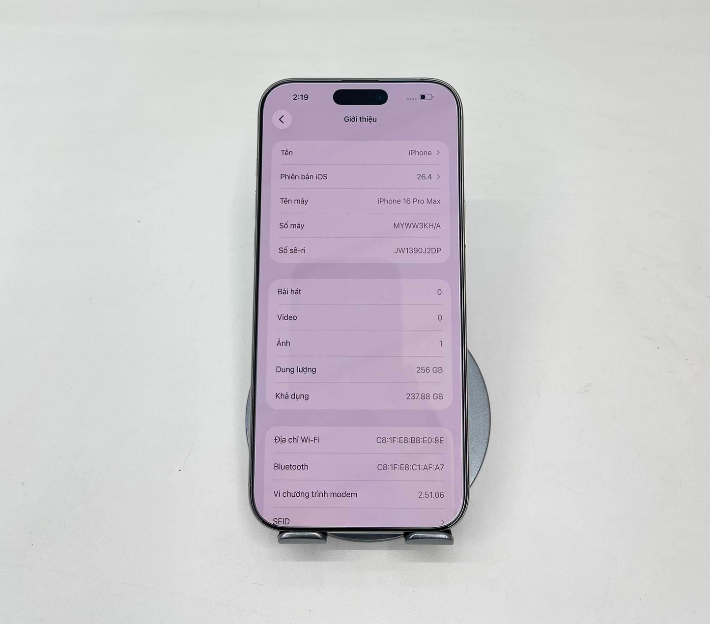IPhone 16 ProMax 256gb Màu trắng - Pin 91% - 39196 A-