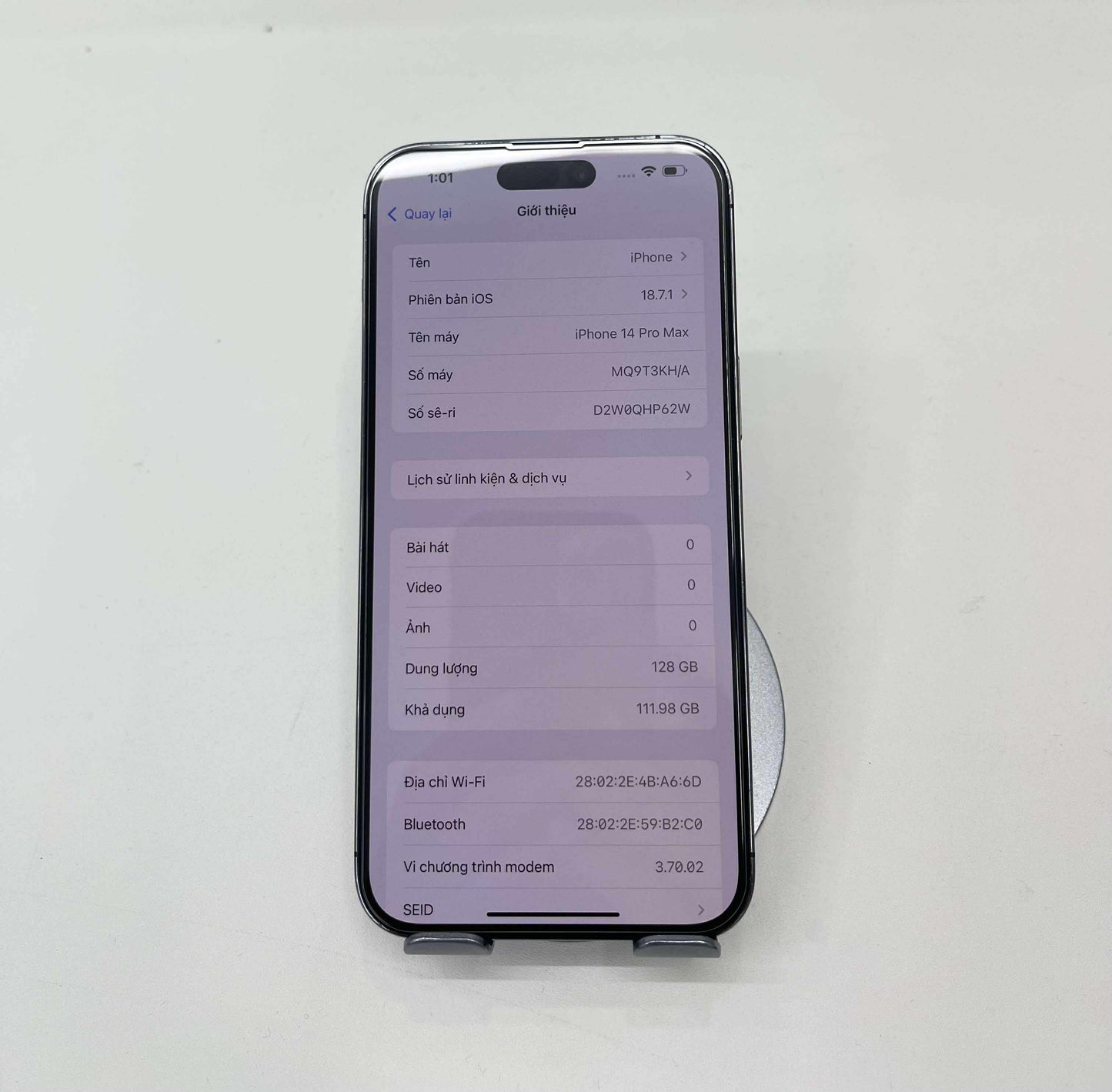 IPhone 14 ProMax 128GB Màu tím - Pin 85% - 30354 A-*