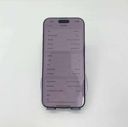 IPhone 16 Promax 256GB màu Đen REFO - Pin 100% sạc 0L - 45312