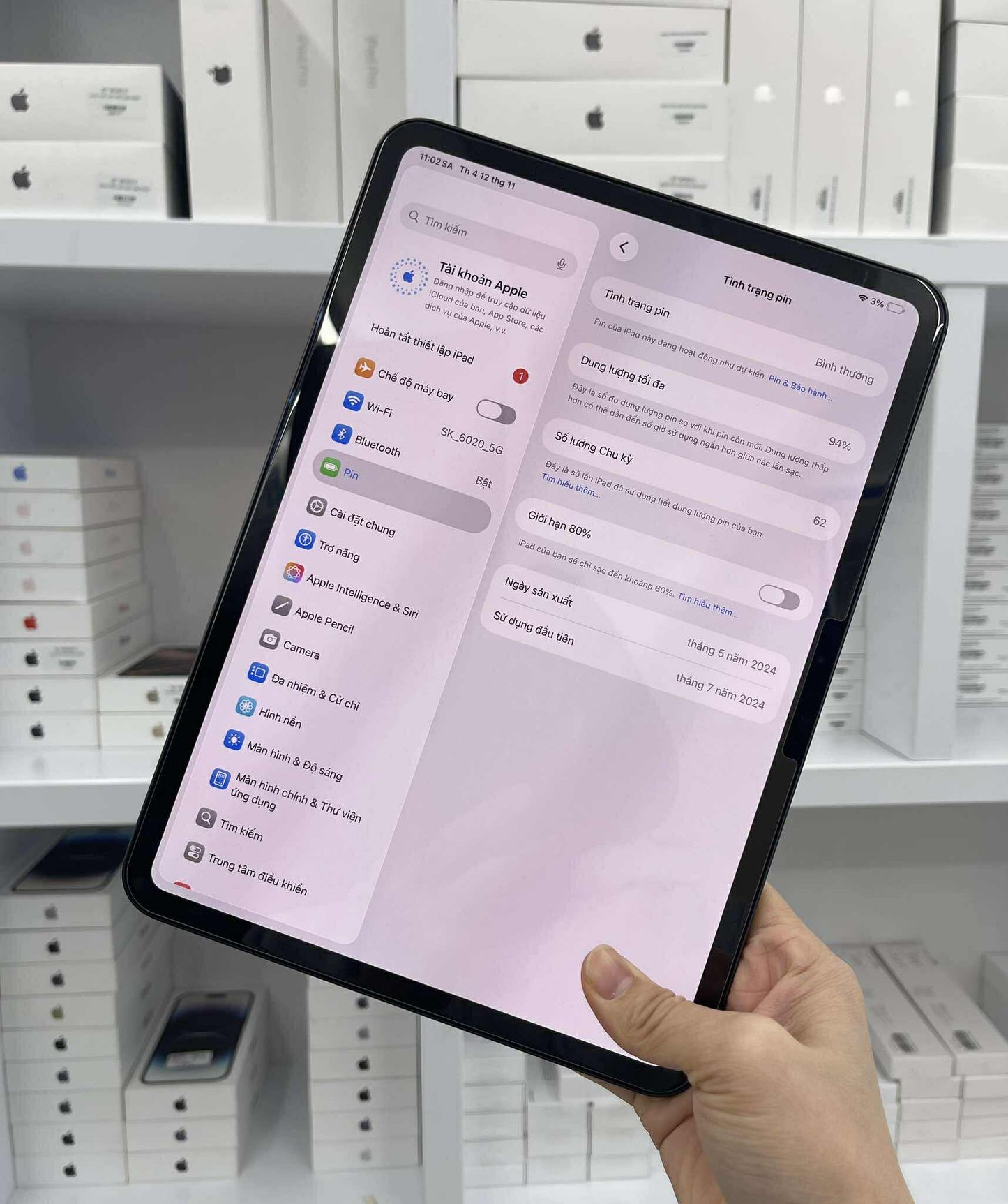 IPad pro M4 bàn 256GB Màu Xám - Pin 94%- 63CFV